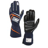 OMP FIRST nehořlavé rukavice – FIA 8856-2018 - navy modrá/oranžová