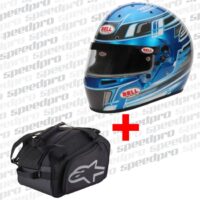 Kartingová helma/přilba BELL KC7-CMR CHAMPION – modrá + Alpinestars taška na přilbu FLOW V1 – s USB ventilátorem