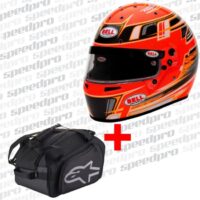Kartingová helma/přilba BELL KC7-CMR CHAMPION – oranžová + Alpinestars taška na přilbu FLOW V1 – s USB ventilátorem