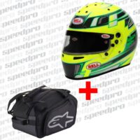 Kartingová helma/přilba BELL KC7-CMR CHAMPION – žlutá + Alpinestars taška na přilbu FLOW V1 – s USB ventilátorem