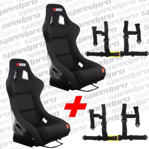 2x Sedadlo/sedačka RRS RACING s pojezdem + 2x 4 bodový bezpečnostní pás