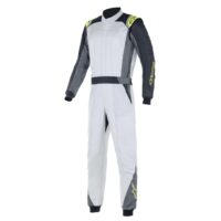 Závodní kombinéza Alpinestars ATOM – stříbrná/antracit/fluo žlutá – FIA 8856-2018