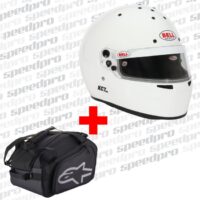 Kartingová helma/přilba BELL KC7-CMR PRO – bílá - SNELL FIA CMR 2016 (dětská) + Alpinestars taška na přilbu FLOW V1 2023 – s USB ventilátorem